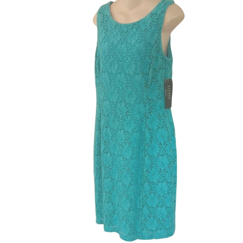 Lauren Ralph Lauren Oasis Sheath Sleeveless Dress Turquoise 12